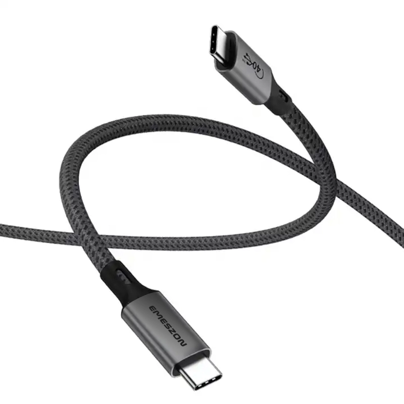 Cablu Date si Incarcare Tip C 100W-240W USB-C 4.0, Emeszon®, Audio Video 8K 4K 60Hz, Date 40 Gbps Type-C x 2, 20V, 5A, 1m, negru