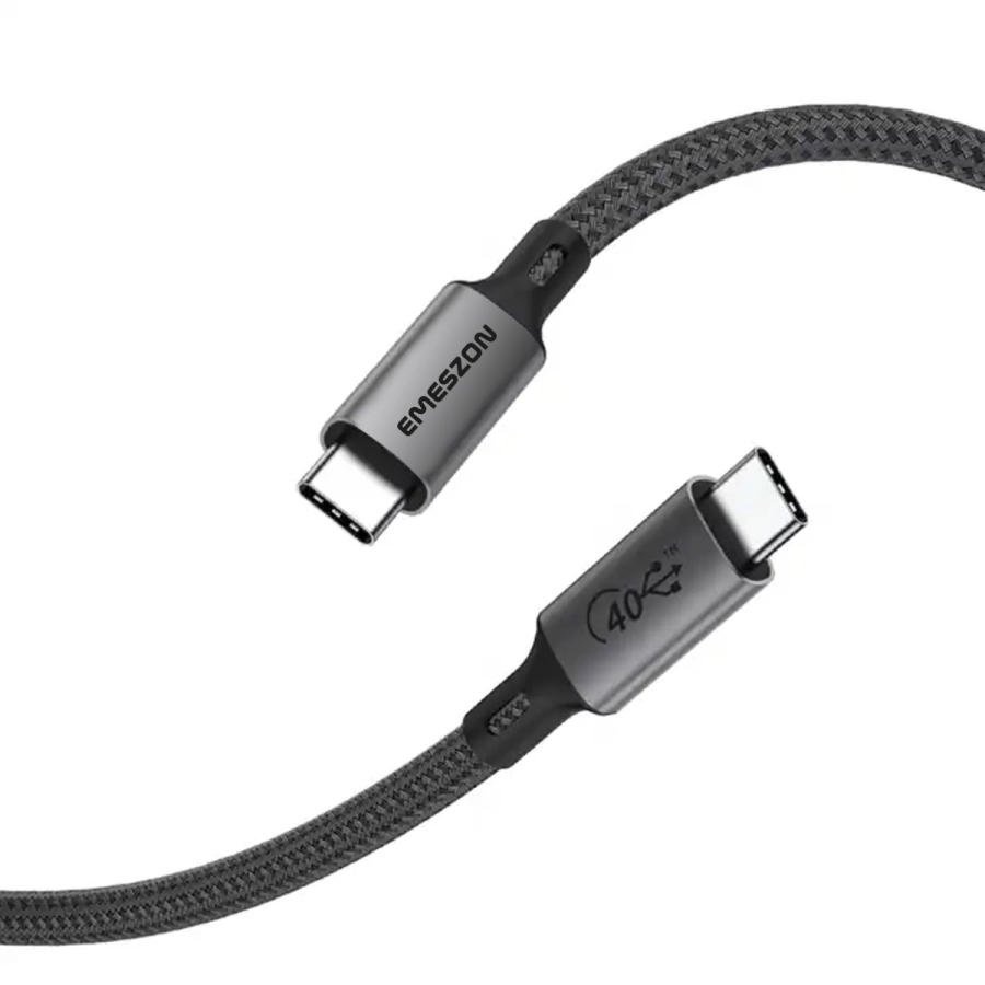 Cablu Date si Incarcare Tip C 100W-240W USB-C 4.0, Emeszon®, Audio Video 8K 4K 60Hz, Date 40 Gbps Type-C x 2, 20V, 5A, 1m, negru