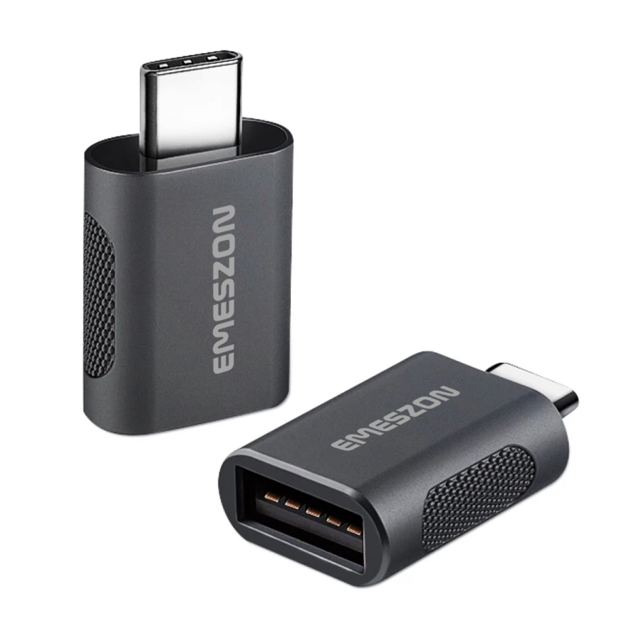 Adaptor cablu Conversie OTG USB 3.1 la Type-C, Emeszon®, transfer date pana la 10Gbps, aliaj zinc, converteste USB Type C, negru
