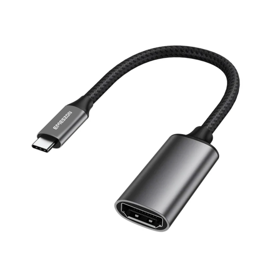 Adaptor USB Type-C la HDMI 4K 60Hz, Emeszon®, converteste USB 3.1 OTG USB-C la HDMI pentru telefon, TV, laptop, PC, negru