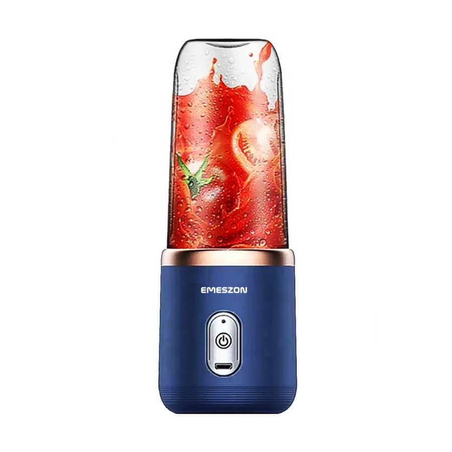 Mini Blender Storcator Portabil Fructe, Emeszon®, BLD1000, Incarcare Micro USB, 6 Lame din Inox, Putere 40W 21000 RPM, albastru