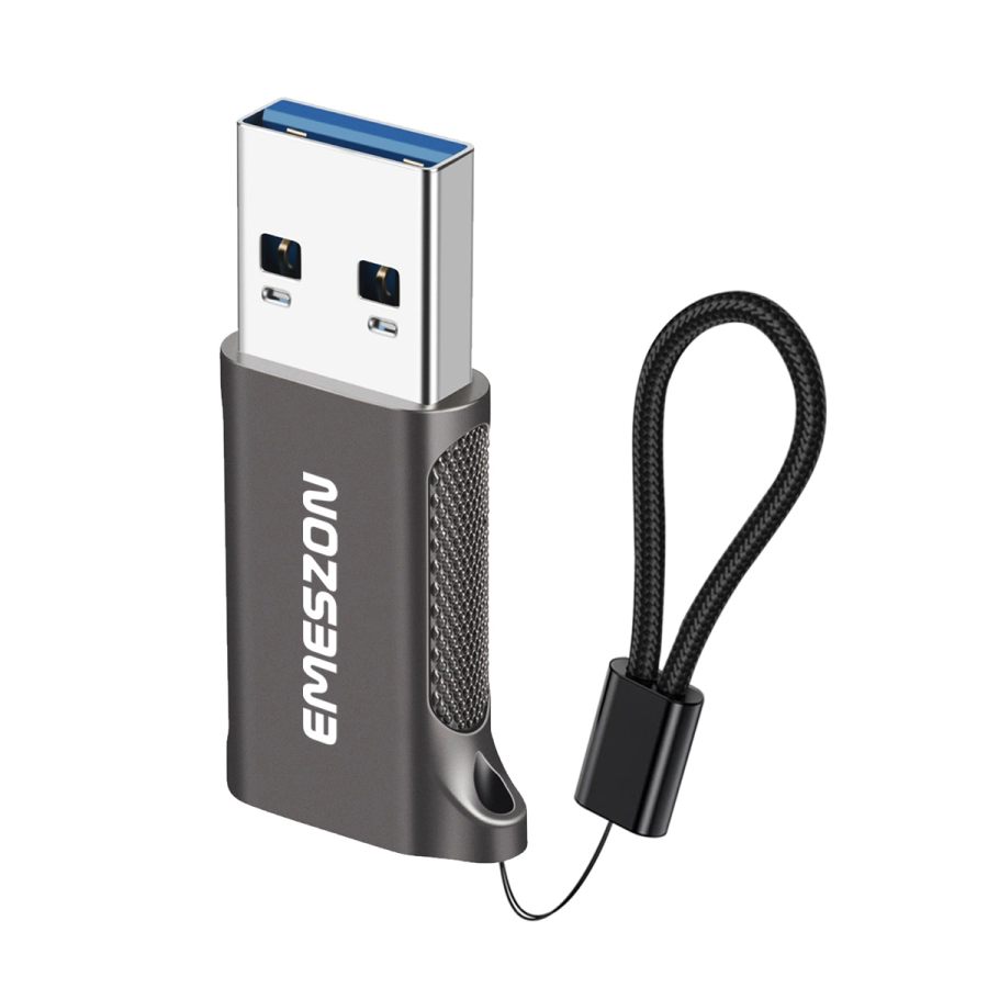Adaptor cablu Type-C, Emeszon®, Converteste OTG Type-C sau USB-C la USB 3.2, transfer date pana la 10 Gbps, aliaj zinc, gri Adaptor cablu Type-C, Emeszon®, Converteste OTG Type-C sau USB-C la USB 3.2, transfer date pana la 10 Gbps, aliaj zinc, gri