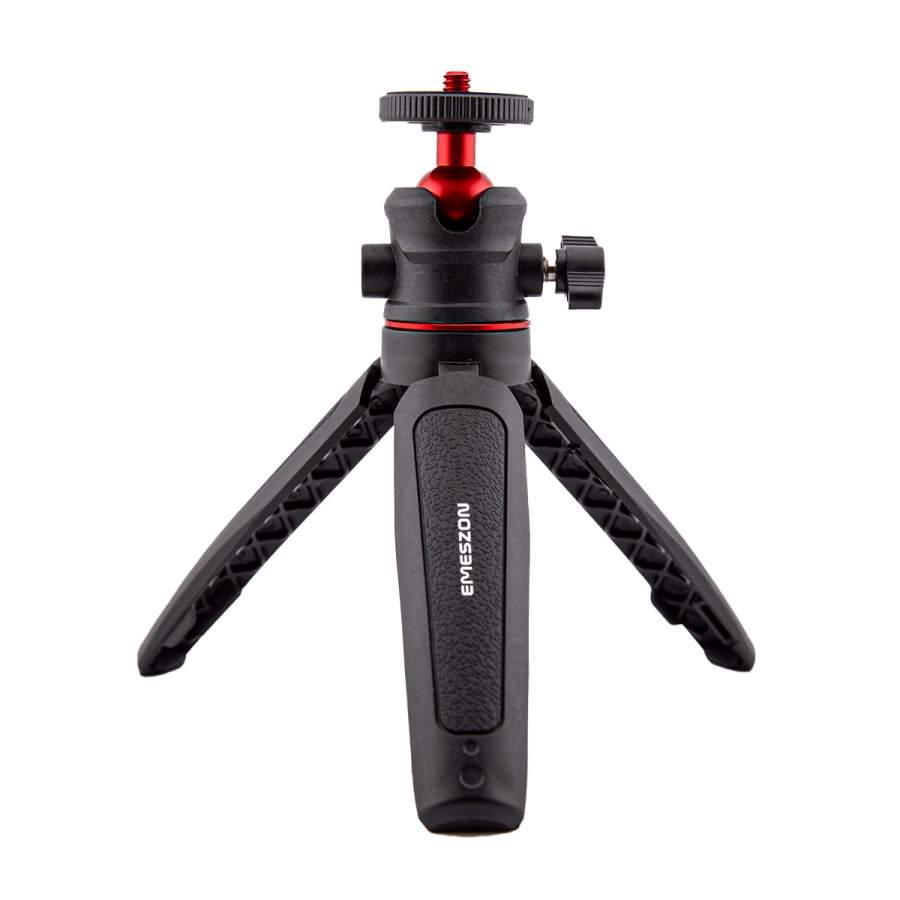 Trepied mini TM-02 EMESZON®, Filet 1/4 inch, Cap rotativ 360°, Coldshoe, Selfie stick si Trepied pentru camere Foto Video, negru