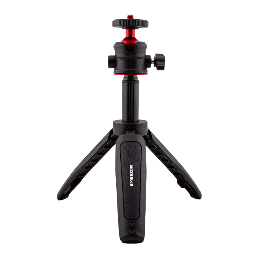 Trepied mini TM-02 EMESZON®, Filet 1/4 inch, Cap rotativ 360°, Coldshoe, Selfie stick si Trepied pentru camere Foto Video, negru