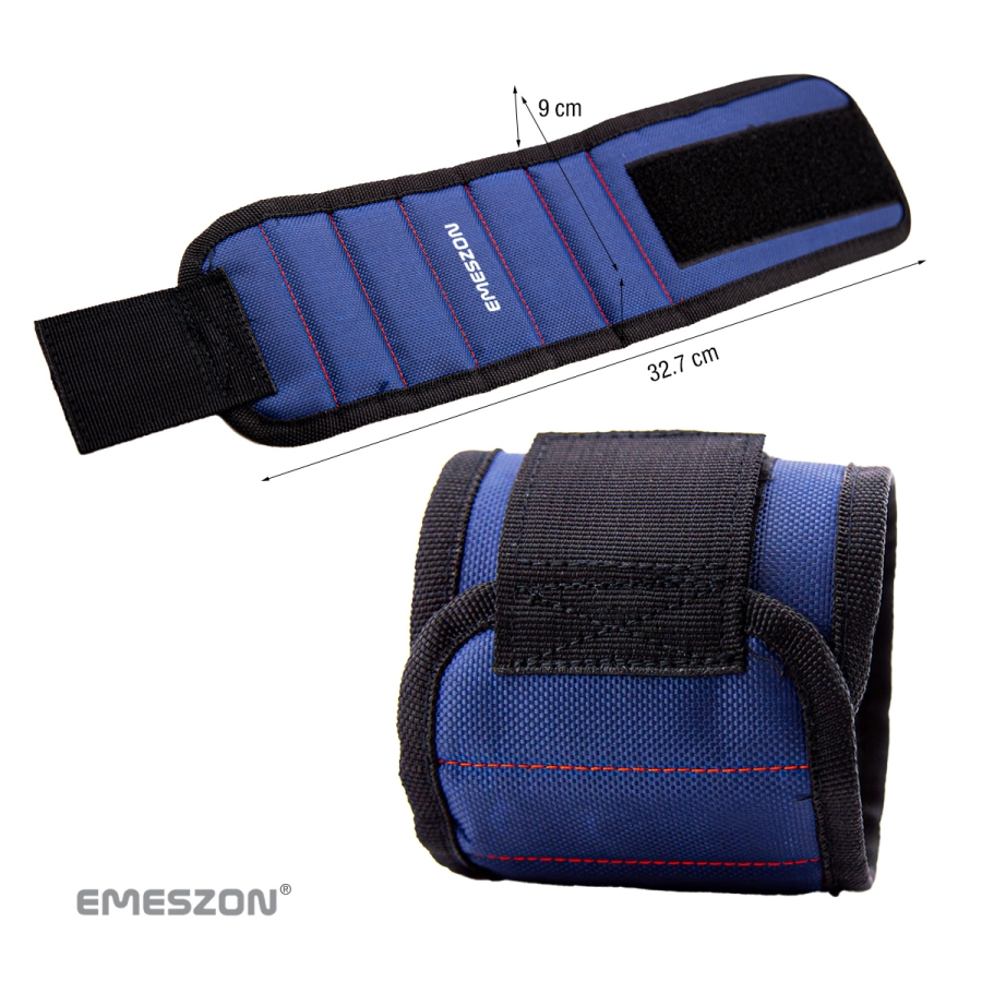 Bratara Magnetica unelte si scule, EMESZON® MW15, 15 Magneti Neodim Puternici, sustine suruburi, cuie, piulite, saibe, Albastru