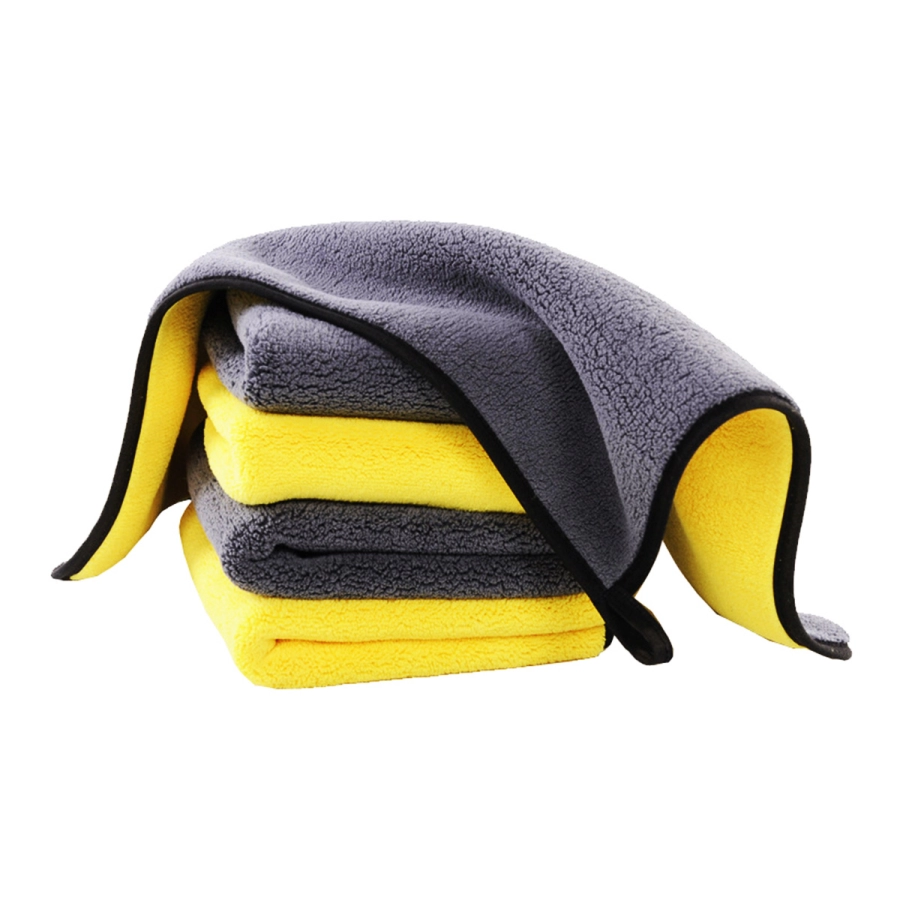 Laveta din Microfibra pura si super absorbanta EMESZON®, 30x30 cm, 800 GSM, pentru curatare masina, geamuri, monitor, gri-galben