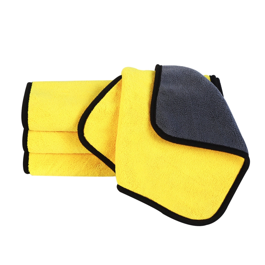 Laveta din Microfibra pura si super absorbanta EMESZON®, 60x40 cm, 800 GSM, pentru curatare masina, geamuri, monitor, gri-galben