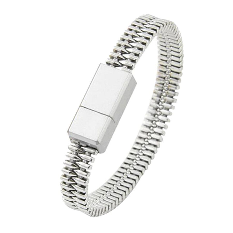 Cablu A+ micro USB tip bratara imitatie fermoar, Fast Charging 2A, 21cm, transfer date telefon, tableta, Argintiu