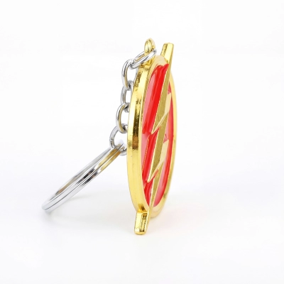 Breloc chei emblema The Flash (fulgerul) si pe verso sigla Shazam