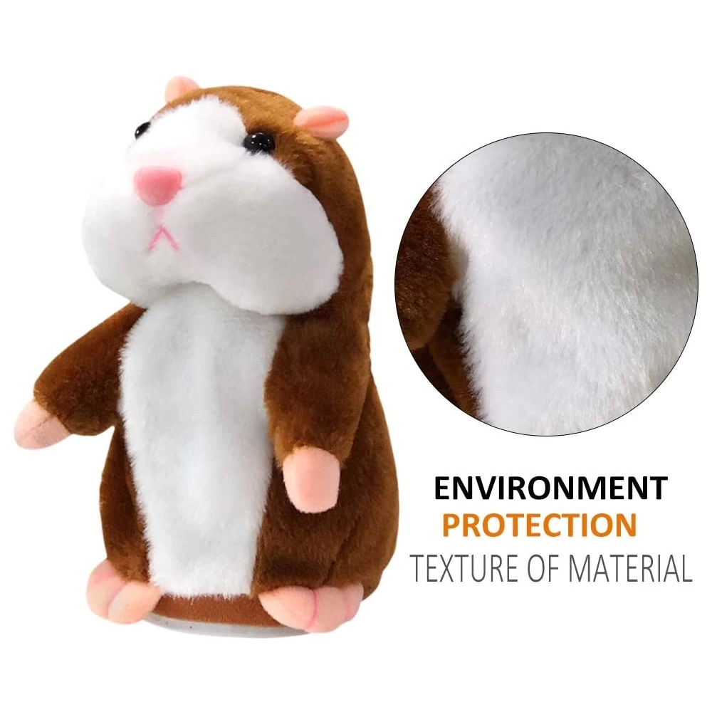 Hamster vorbitor, Envisage, jucarie interactiva din plus pentru copii, 17cm, maro