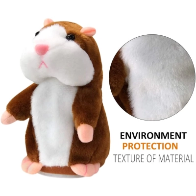 Hamster vorbitor, Envisage, jucarie interactiva din plus pentru copii, 17cm, maro