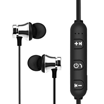 Casti Bluetooth In-Ear Wireless cu magnet, Envisage, difuzoare din titan, microfon si acumulator 5V, incarcare la USB 5V, negru