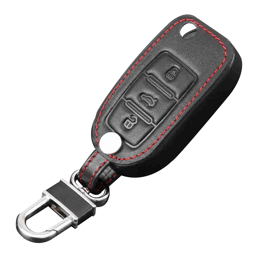 Husa telecomanda auto tip breloc pentru chei de tip briceag, marca VW, Volkswagen sau Skoda, din piele ecologica, negru