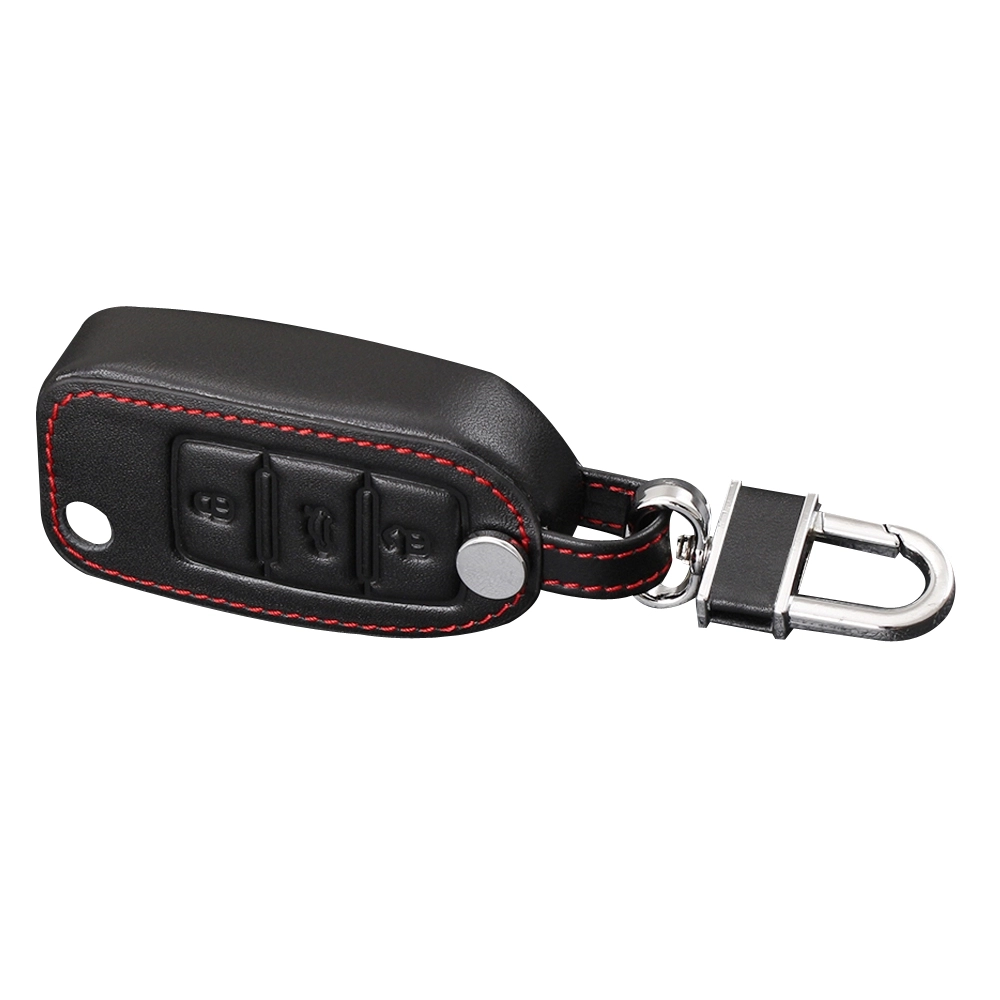 Husa telecomanda auto tip breloc pentru chei de tip briceag, marca VW, Volkswagen sau Skoda, din piele ecologica, negru