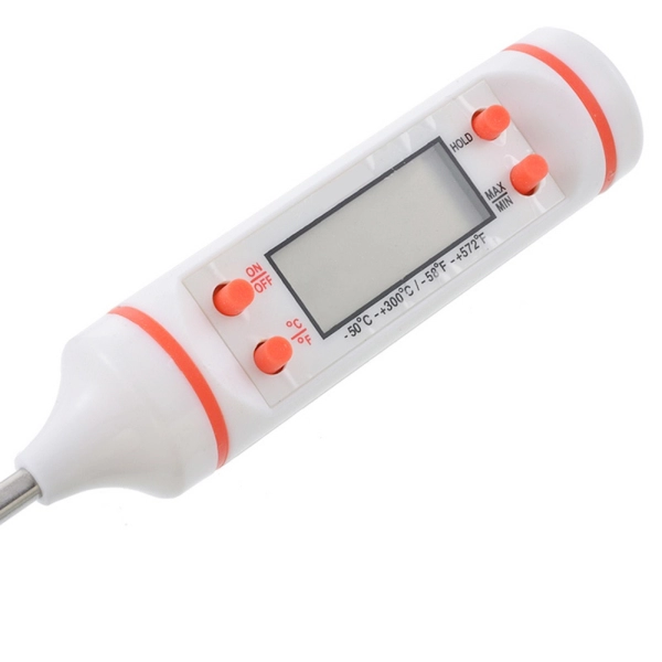 Termometru digital profesional pentru mancare, alimente, contine sonda de temperatura, pentru bucatarie si restaurante, alb