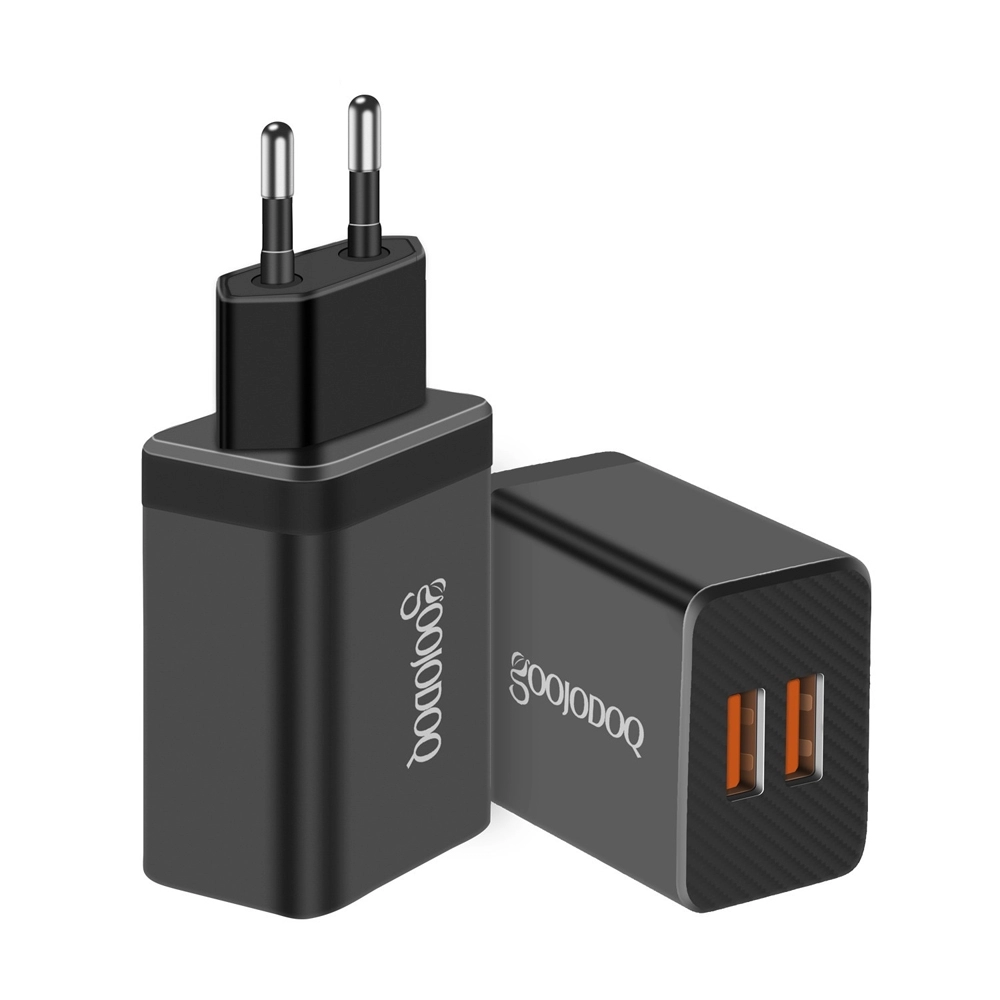 Incarcator retea dual, telefon, tableta, gopro sau baterie externa, 2 porturi USB Fast Charging 2.4A Dual Auto Detect, negru Incarcator retea dual, telefon, tableta, gopro sau baterie externa, 2 porturi USB Fast Charging 2.4A Dual Auto Detect, negru