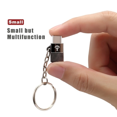 Breloc chei adaptor Micro USB la Type - C OTG, Rocketek Profesional, pentru tablete si telefoane mobile, negru