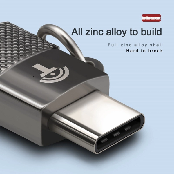 Breloc chei adaptor Micro USB la Type - C OTG, Rocketek Profesional, pentru tablete si telefoane mobile, negru