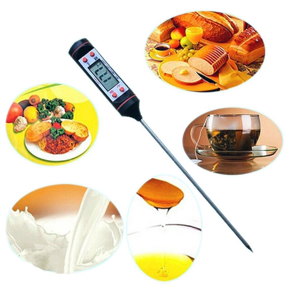 Termometru digital cu sonda, Envisage, pentru bucatarie, lichide, alimente, prajituri, lactate, ceara, mancare, model QA, negru