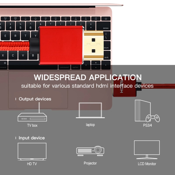 Cablu HDMI tata - tata la 1m, Envisage, contacte AUR 24K, pentru 4K Ultra HD si Full HD 30 / 60 fps, husa Nylon exterior, negru