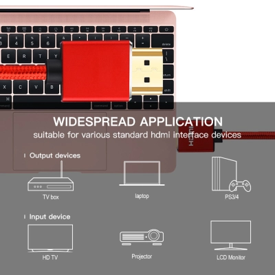 Cablu HDMI tata - tata la 1m, Envisage, contacte AUR 24K, pentru 4K Ultra HD si Full HD 30 / 60 fps, husa Nylon exterior, negru