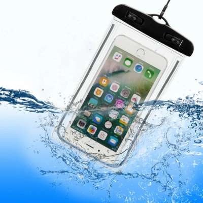 Husa telefon subacvatica, Envisage, Waterproof impermeabila Snowproof pentru telefone mobile, prindere pe brat sau de gat, negru