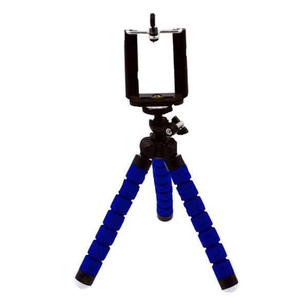 Trepied flexibil ajustabil pentru telefon, GoPro, Smartphone, Tableta, camera foto, camera cu cap rotativ de actiune, Albastru