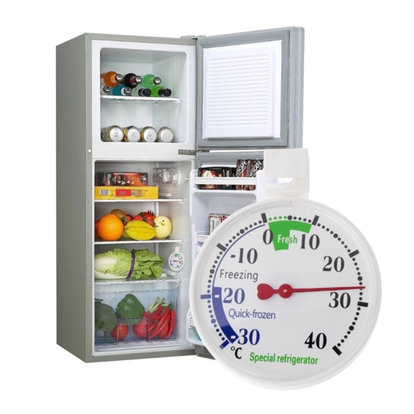 Termometru de frigider, Emeszon, masoara temperatura din congelator, combina lada frigorifica, carlig de agatare si ventuza, alb