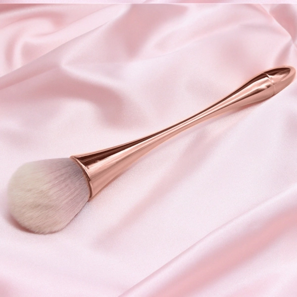 Pensula machiaj profesional, calitate extra, Flazea, Make-up profesional aplicare fond de ten pudra, 17 cm, rose gold