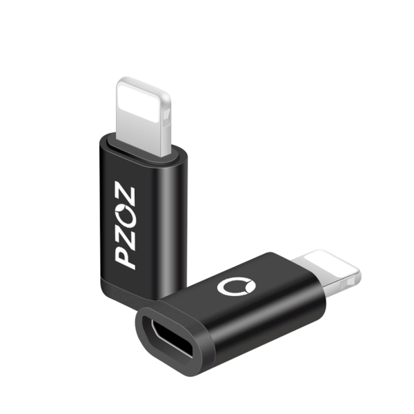 Adaptor universal Micro USB la iPhone 8 pini, PZOZ, pentru cablu telefon mobil, transfer de date si incarcare telefon, Negru