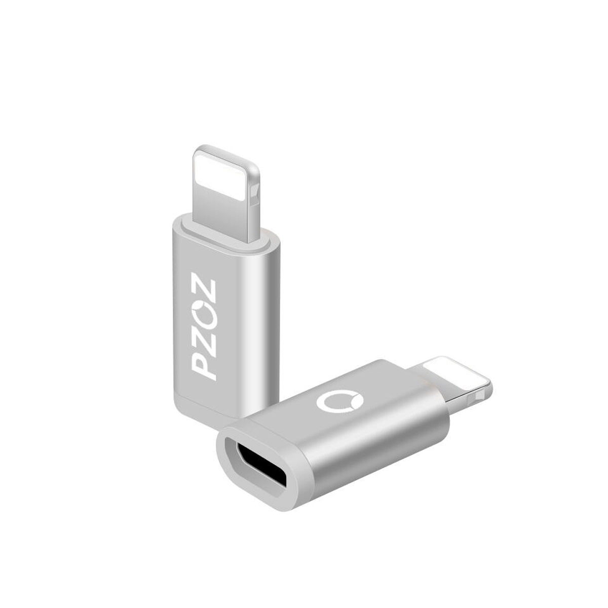Adaptor universal Micro USB la iPhone 8 pini, PZOZ, pentru cablu telefon mobil, transfer de date si incarcare telefon, Silver Adaptor universal Micro USB la iPhone 8 pini, PZOZ, pentru cablu telefon mobil, transfer de date si incarcare telefon, Silver