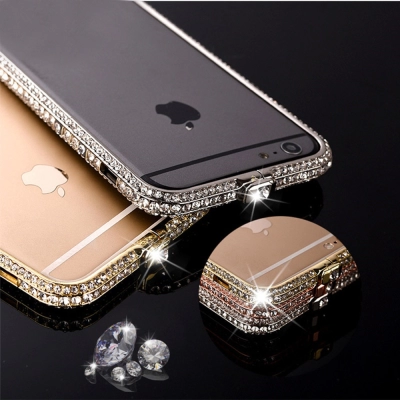 Husa telefon mobil iPhone 7, Envisage, Bumper Luxury, compatibila cu iPhone 7, placata cu diamante si cristale, Gold Auriu