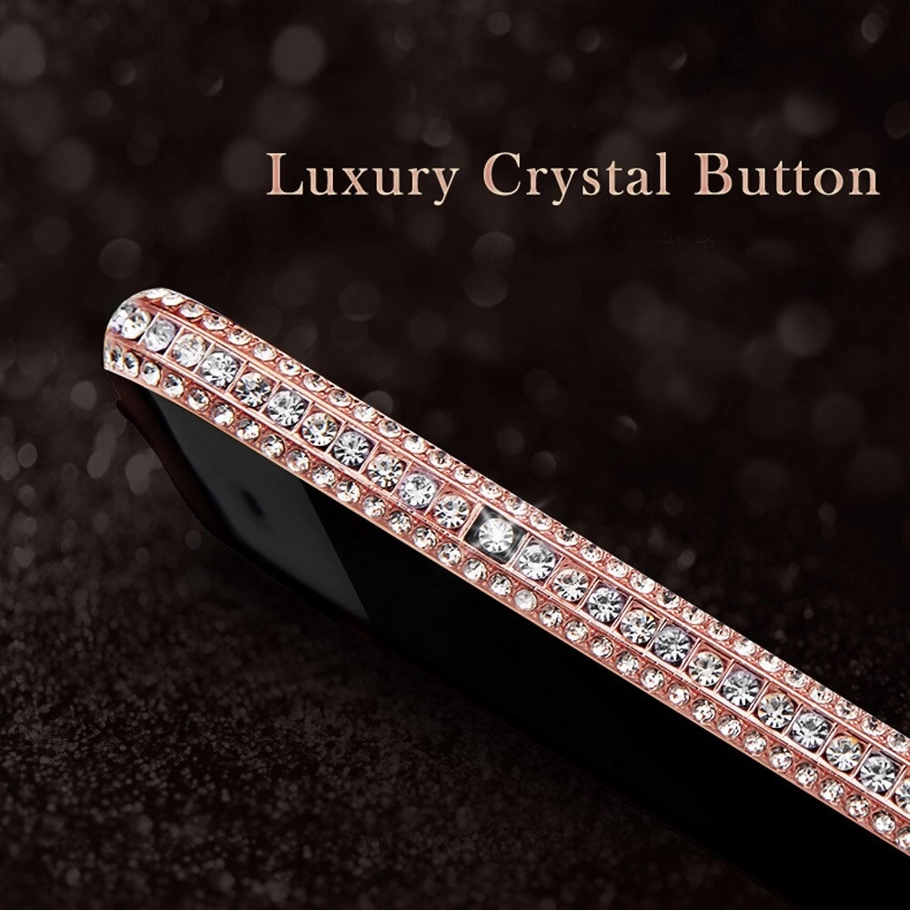 Carcasa Husa iPhone 7, Envisage, Bumper Luxury, compatibil cu iPhone 7, placata cu diamante cristale, Aur Roz