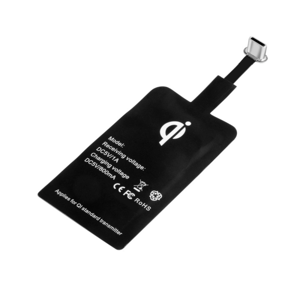 Incarcator Wireless Qi Type - C, Emeszon, Receiver Wireless 5V / 1A, model QI1A, compatibil cu telefone USB Type - C, negru