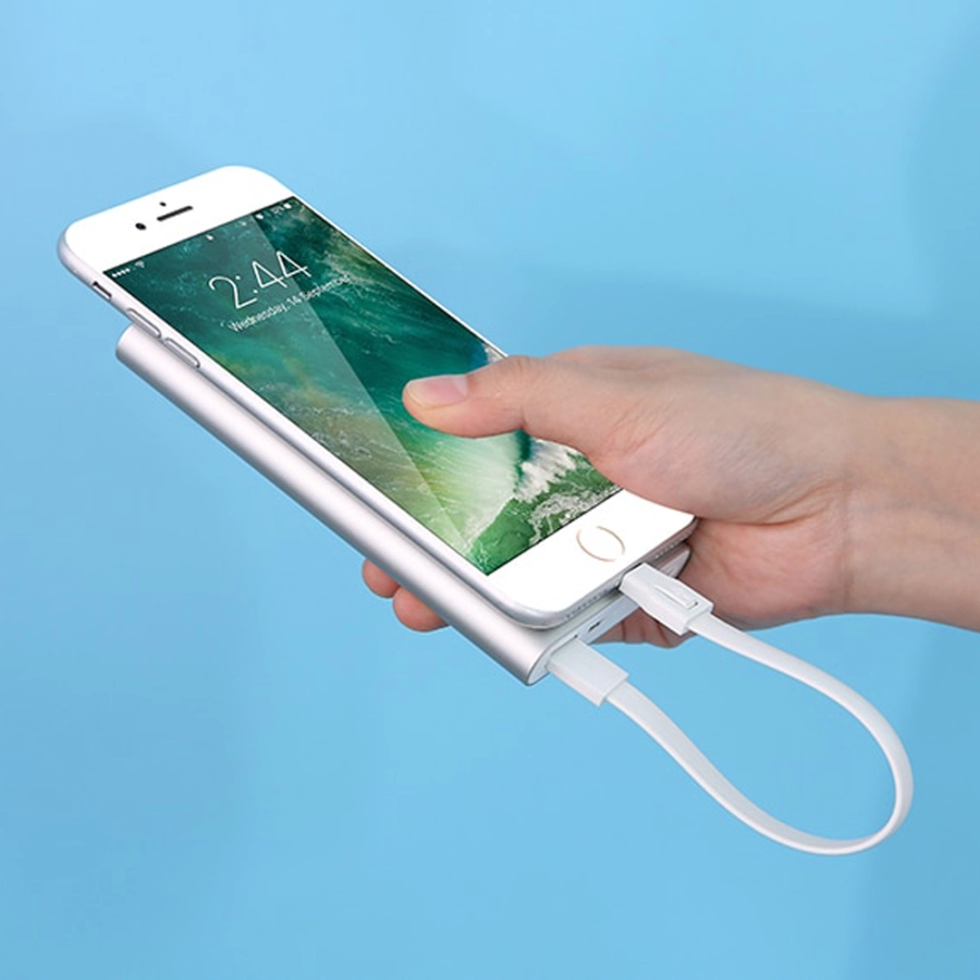 Cablu breloc pentru incarcare iPhone sau iPad, USB si micro USB, alb