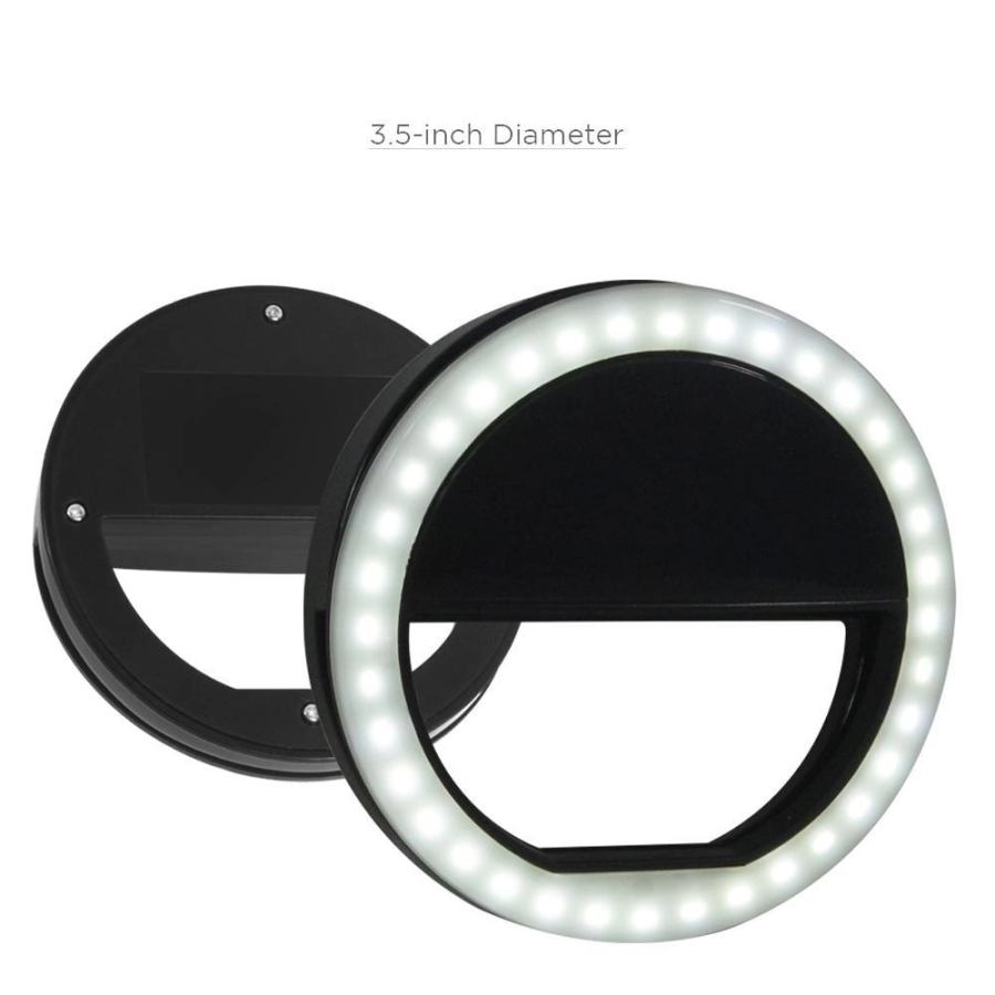 Selfie Light, Envie, Lampa lumina portabila cu inel LED, Selfie Ring Light telefon mobil smartphone, negru