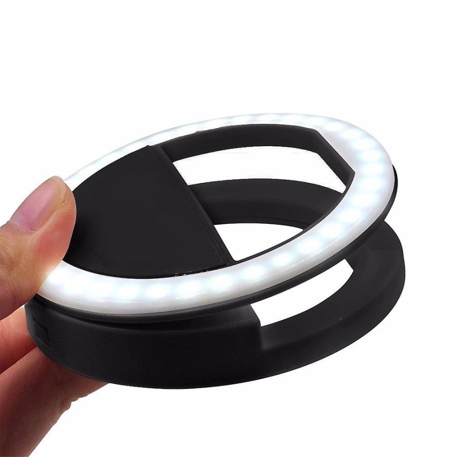 Selfie Light, Envie, Lampa lumina portabila cu inel LED, Selfie Ring Light telefon mobil smartphone, negru