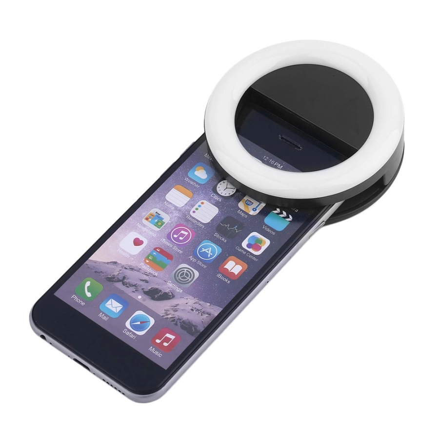 Selfie Light, Envie, Lampa lumina portabila cu inel LED, Selfie Ring Light telefon mobil smartphone, negru
