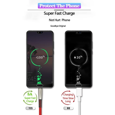 Cablu incarcare 5A 1m, Getihu, pentru telefon sau tableta, USB - Type C, Quick Charge 3.0 5A, incarcare rapida, QIB, mov