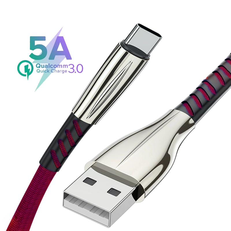 Cablu incarcare 5A 1m, Getihu, pentru telefon sau tableta, USB - Type C, Quick Charge 3.0 5A, incarcare rapida, QIB, mov