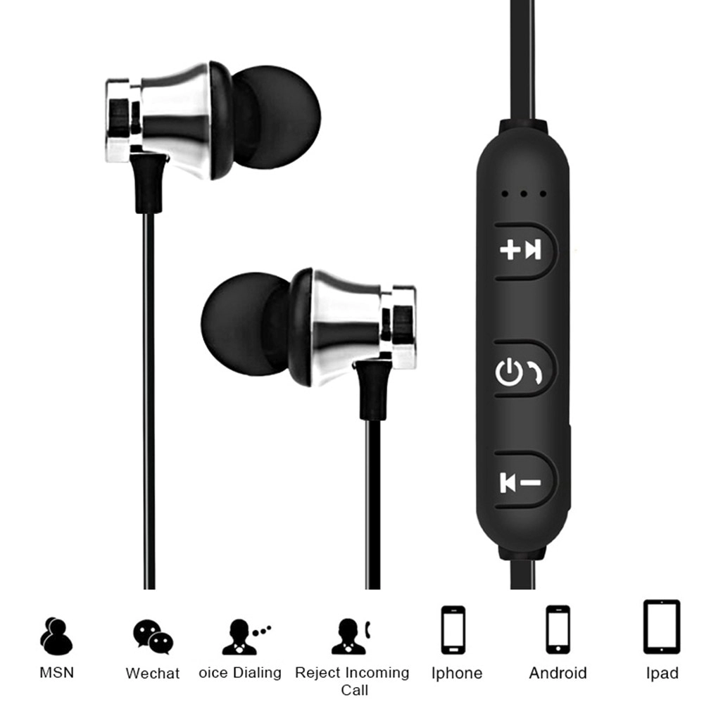 Casti Bluetooth In-Ear Wireless cu magnet, Envisage, difuzoare din titan, microfon si acumulator 5V, incarcare la USB 5V, negru