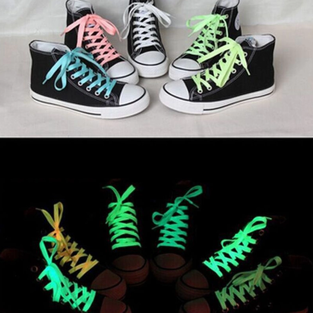 Sireturi fosforescente model sport, lumineaza noaptea, 1 pereche, lungime 100 cm, material textil, alb