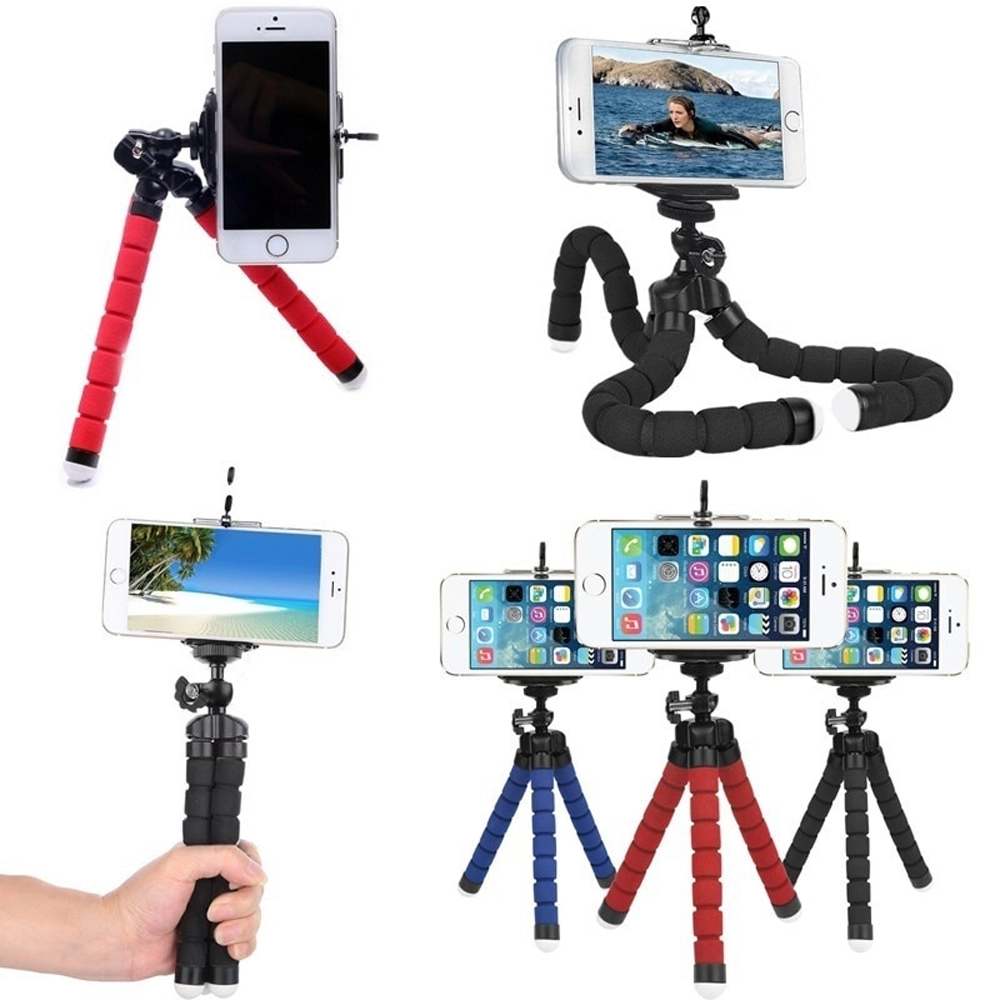 Trepied flexibil ajustabil pentru telefon, GoPro, Smartphone, Tableta, camera foto, camera cu cap rotativ de actiune, Albastru