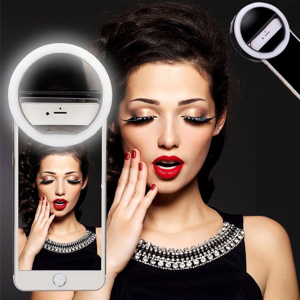 Selfie Light, Envie, Lampa lumina portabila cu inel LED, Selfie Ring Light telefon mobil smartphone, negru